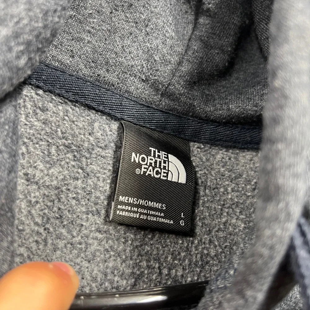 The North Face Mens Hoodie Gray Fleece Pullover Baxter Logo Size L 1712